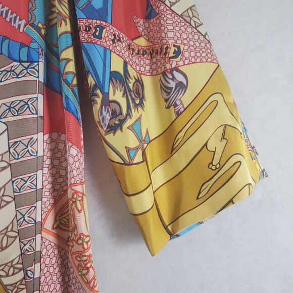 sz 8 J. McLaughlin Silk Tunic Shift Dress 3/4 Sleeve Knee Length Kaftan Resort - Picture 10 of 12